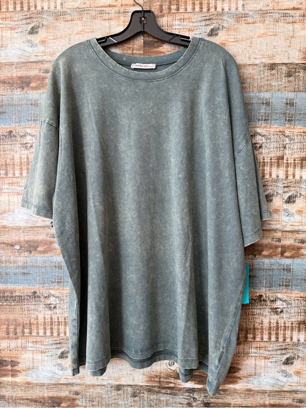 Zenana Washed Sage Green Short Sleeve Oversized Box  Tee  L/XL